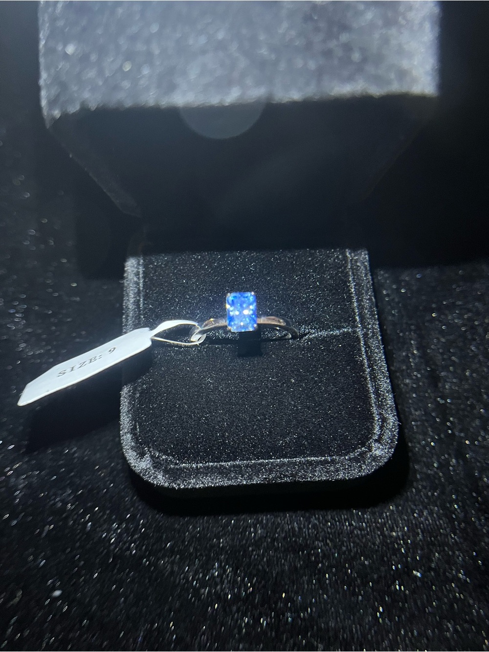Silvara Blue Moissanite Emerald Cut Solitaire Ring 1.0 CTW Sterling Silver 925